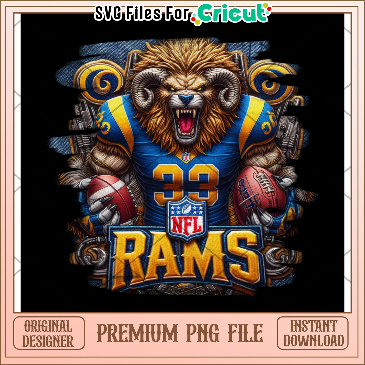 NFL Rams PNG Design for Cricut, Premium Printable Download File – svg ...