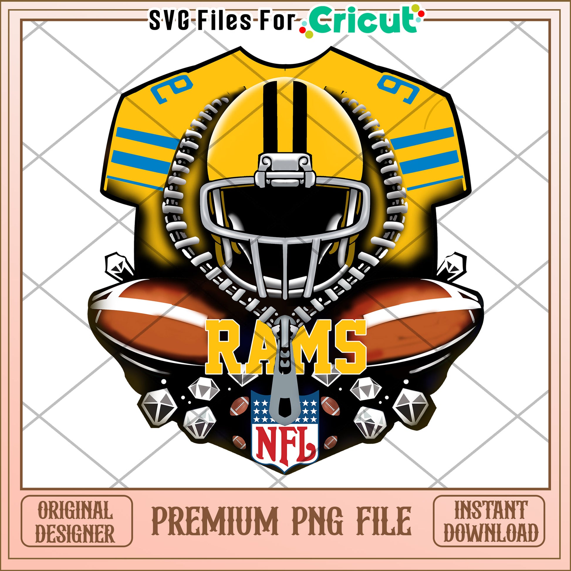 NFL Rams football design, perfect for Cricut projects and fans