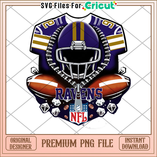 NFL Ravens Helmet Design, Premium PNG File for Cricut Users