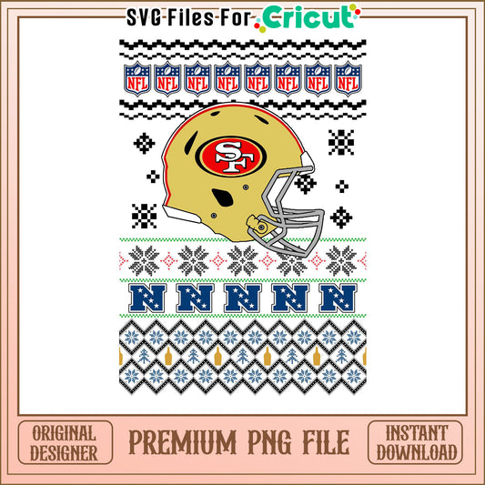 NFL San Francisco 49ers Christmas Pattern PNG File, perfect for Cricut projects