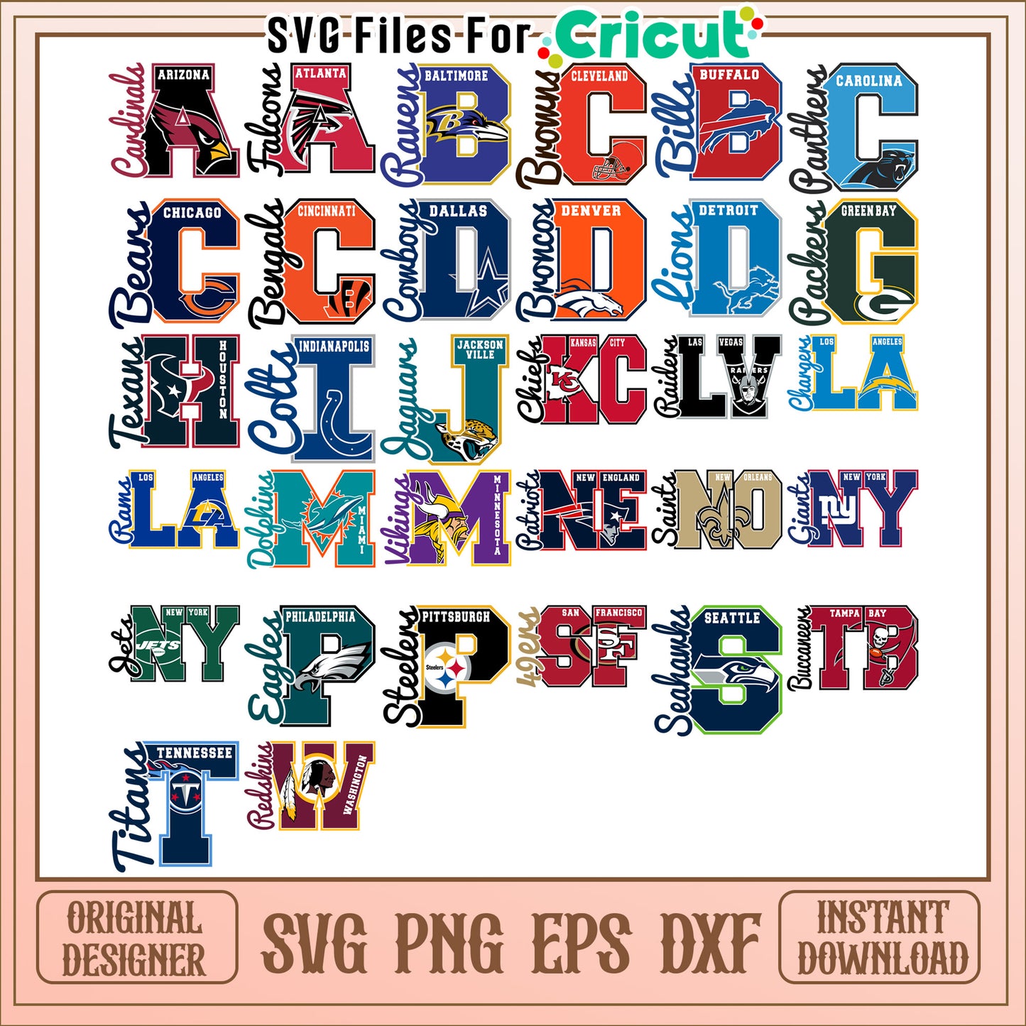 NFL Team Alphabet SVG Bundle