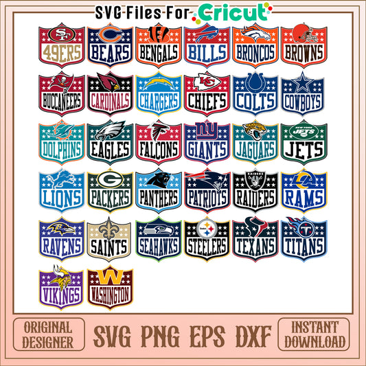 NFL Team Logos Bundle SVG Files for Creative Projects
