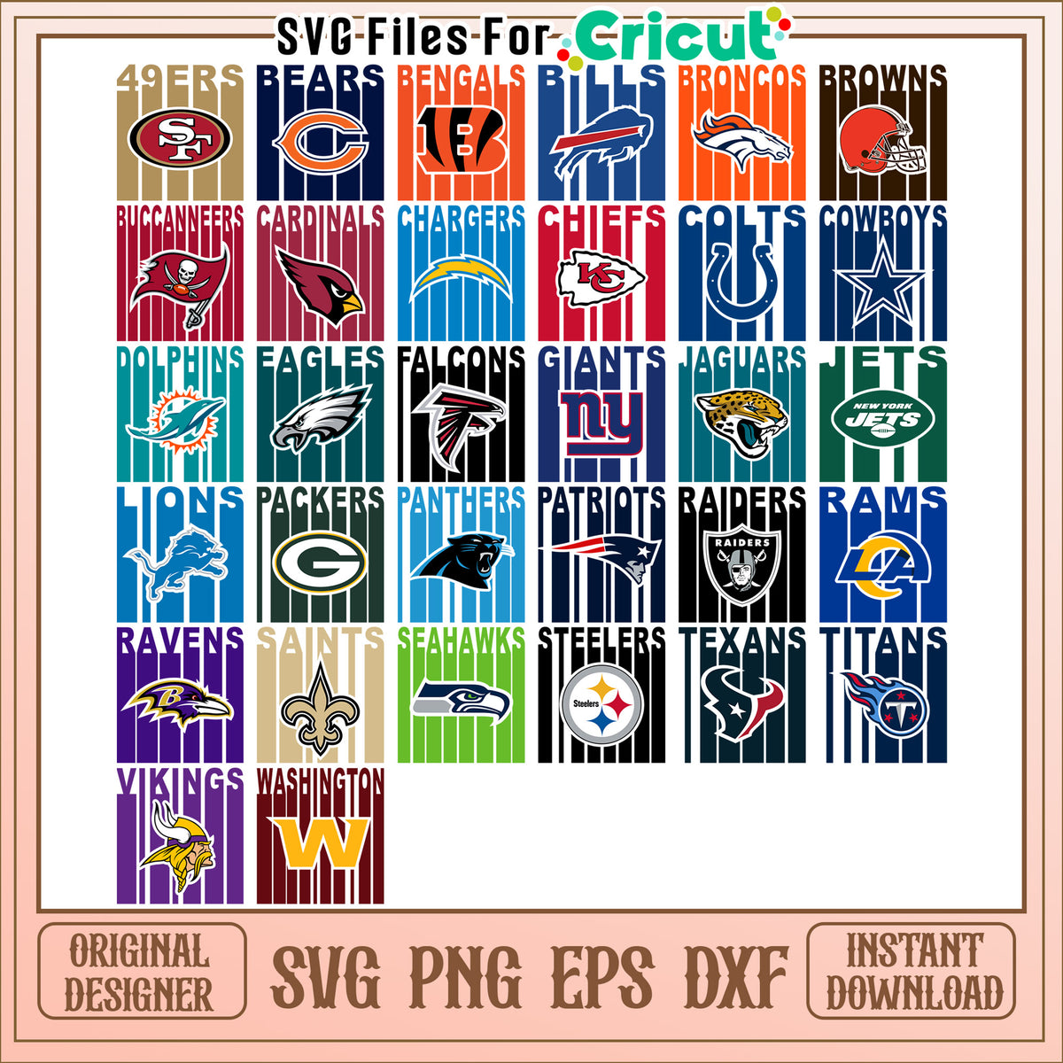Nfl Dxf Files NFL Team Logos SVG Bundle Instant Download – svg files for cricut