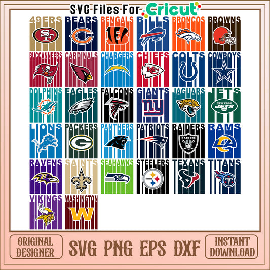 NFL Team Logos SVG Bundle Instant Download