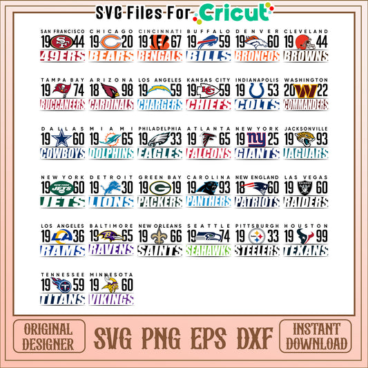 NFL Teams SVG Bundle Instant Download