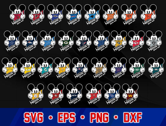 Mickey haters gonna hate nfl design bundle svg, nfl team logo​ svg