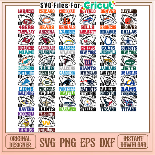 NFL est Team SVG Bundle Instant Download