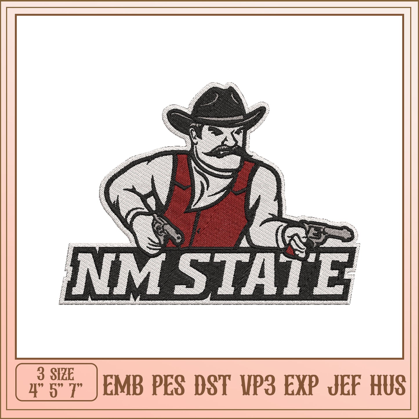 NM State Cowboy Embroidery Design