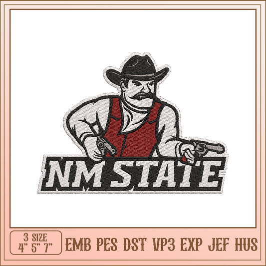 NM State Cowboy Embroidery Design