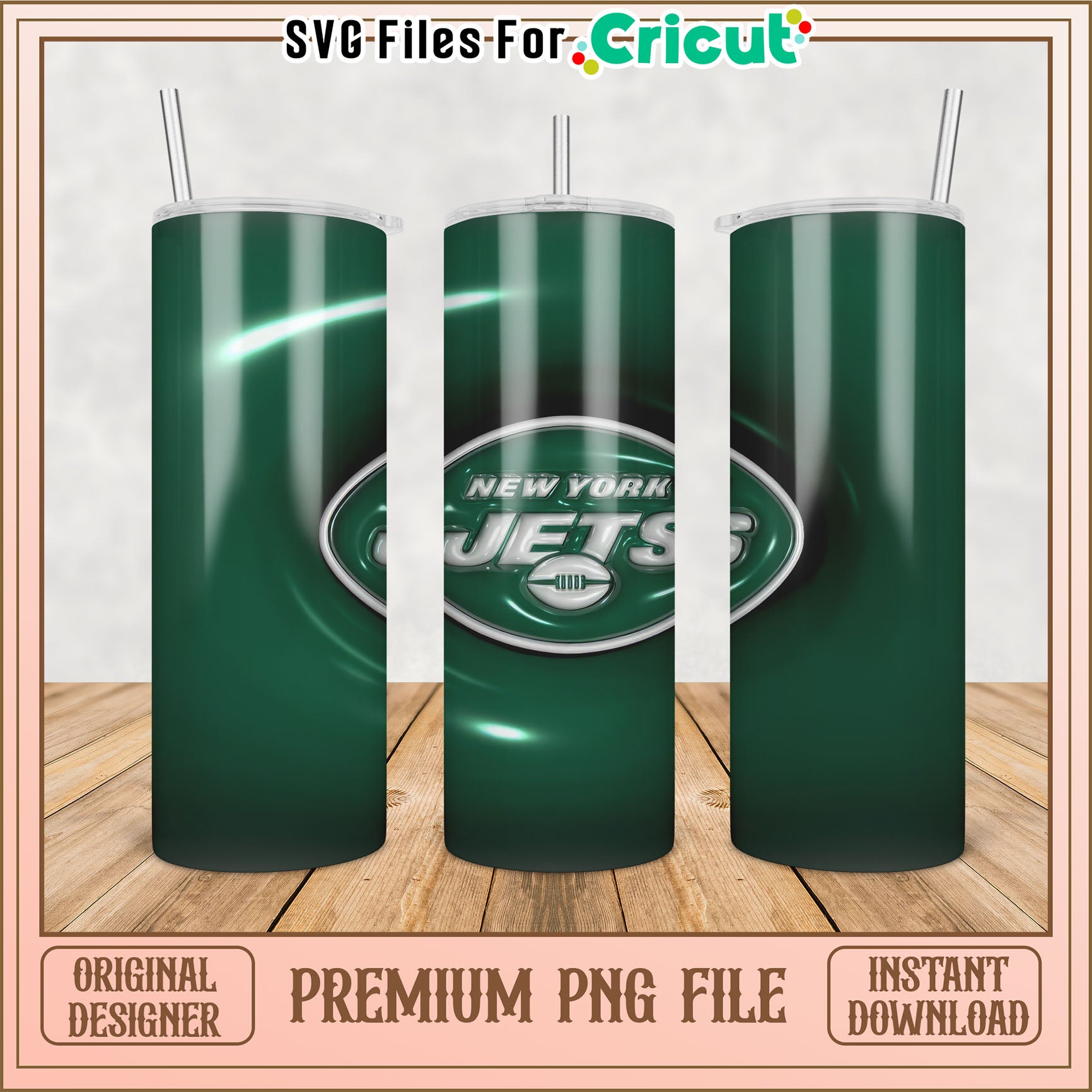 NY Jets Tumbler PNG Sublimation Design