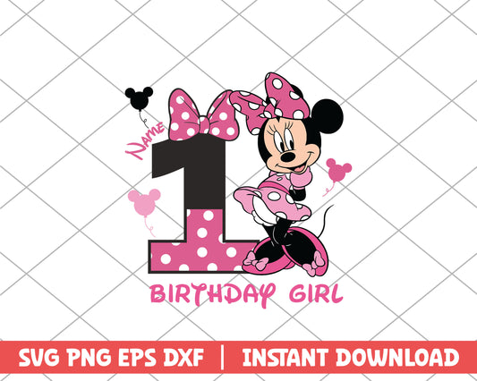 Name birthday girl one disney svg