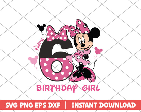 Name birthday girl six disney svg