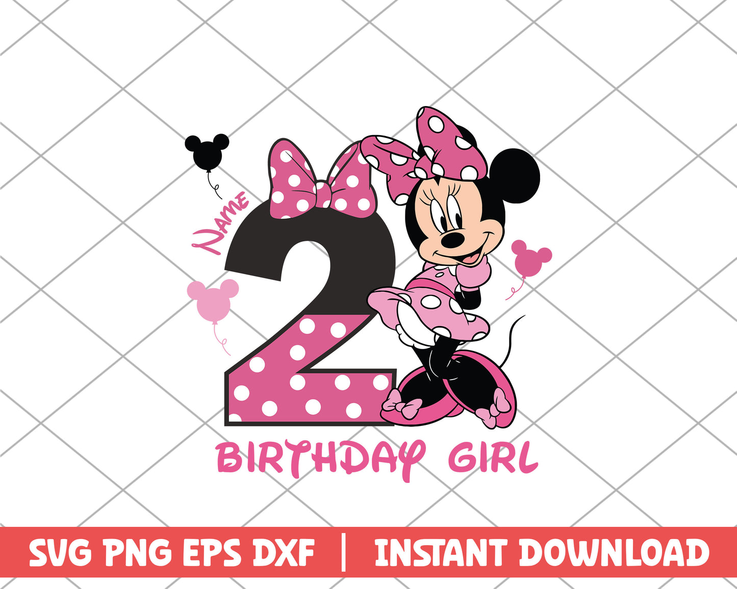 Name birthday girl two disney svg