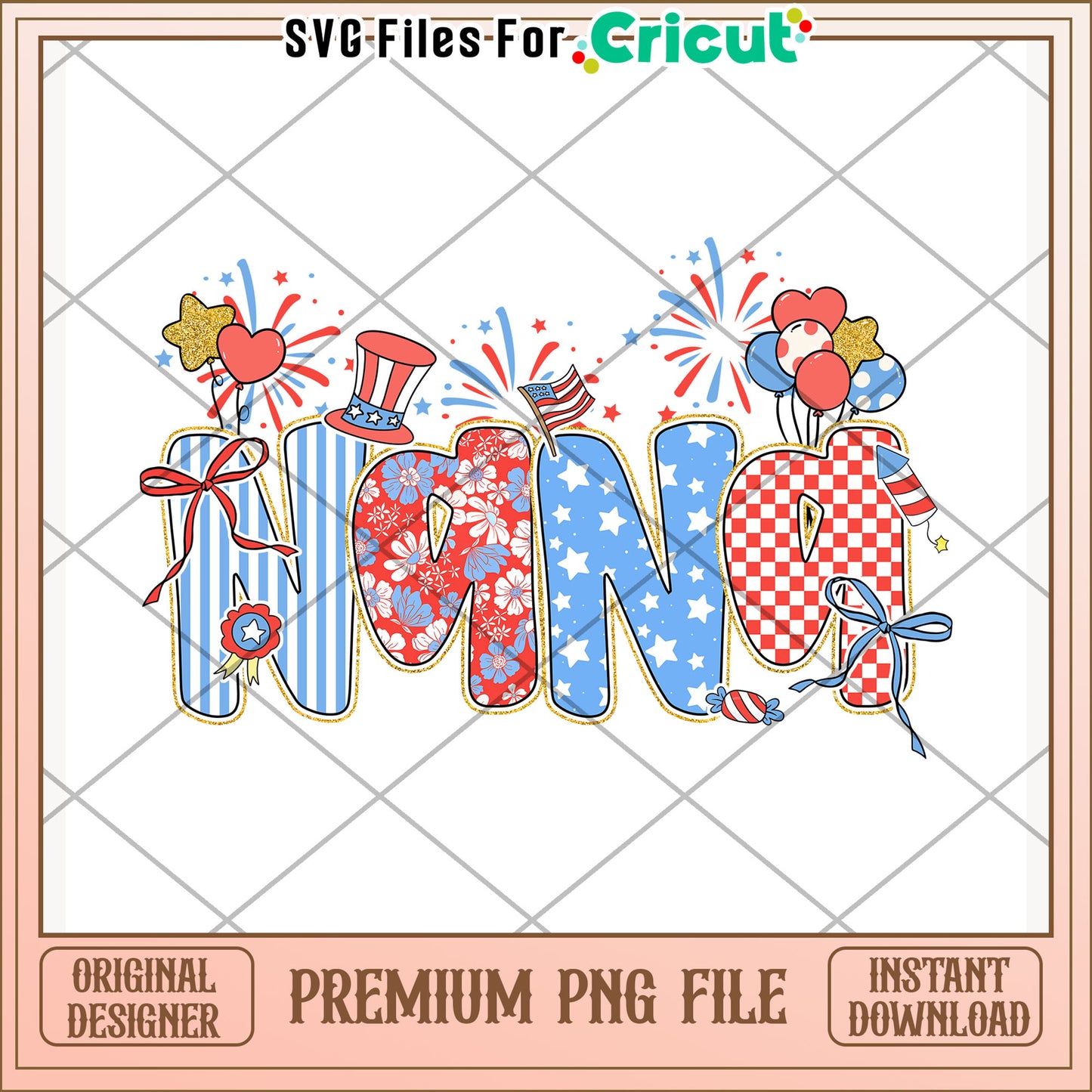 Nana american design png, patriotic theme png, 4th of july png