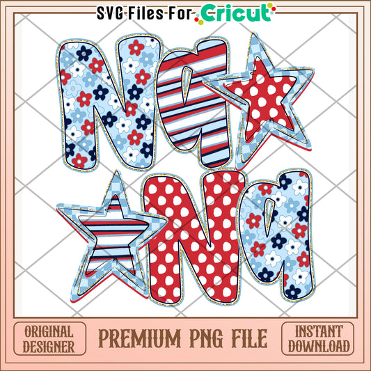 Nana logo letter bowtie design png, independence day png, america freedom​  png