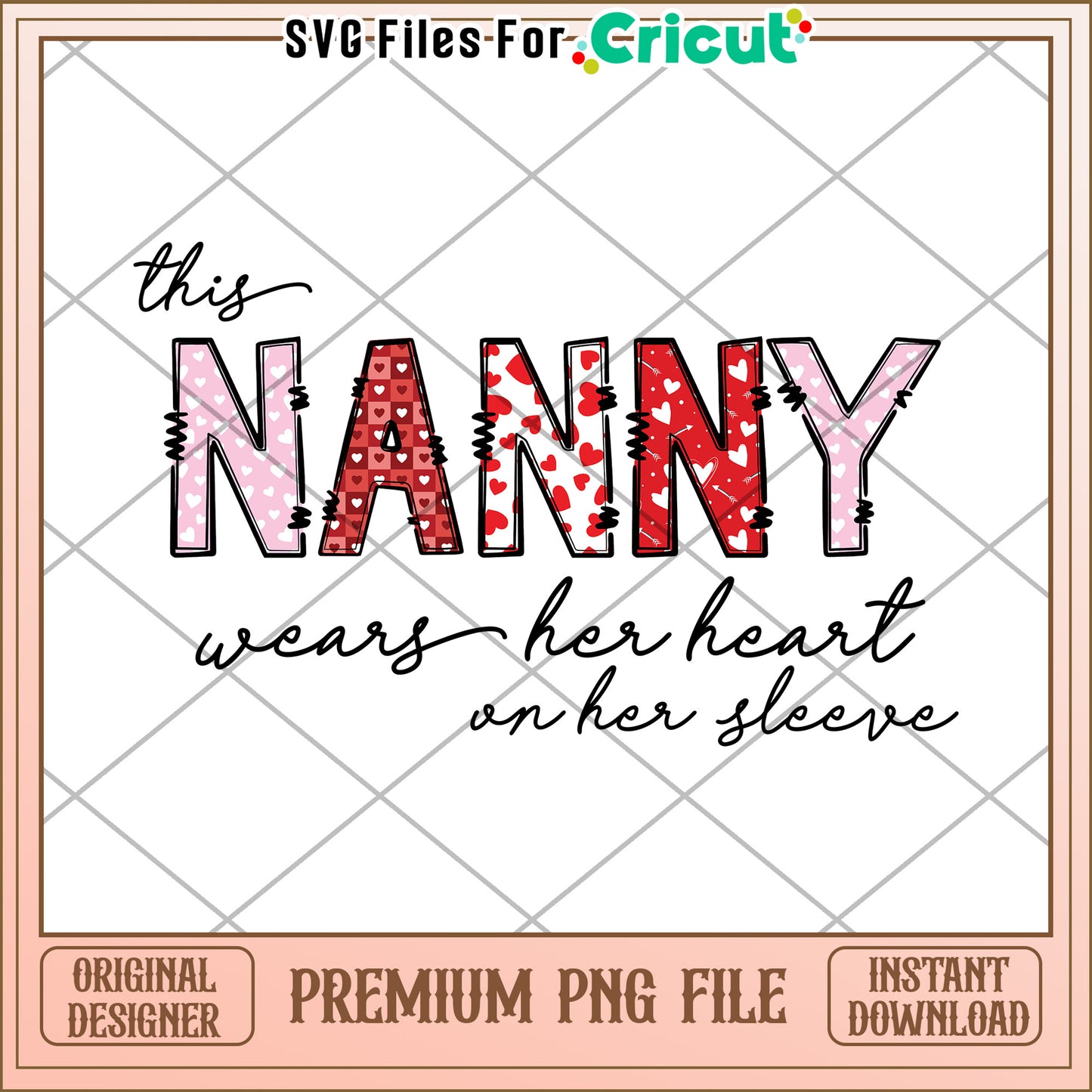 Nanny PNG Design Heart Sleeve