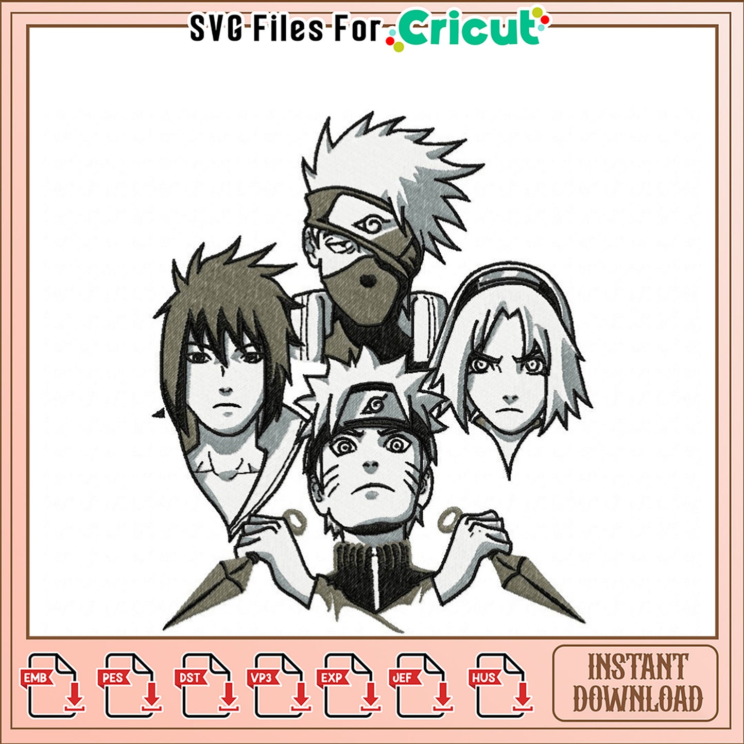 Naruto Character Embroidery Design Instant Download File