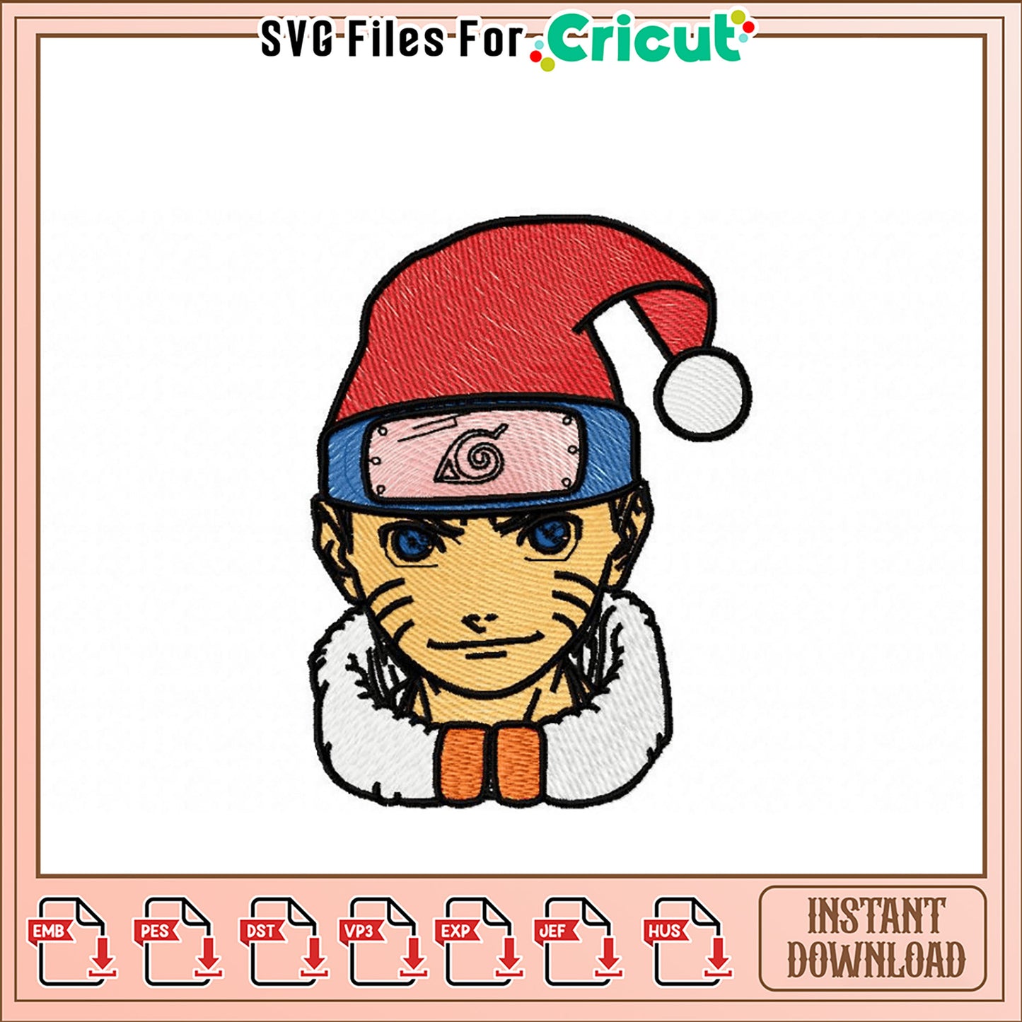 Naruto Christmas Embroidery Design Instant Download