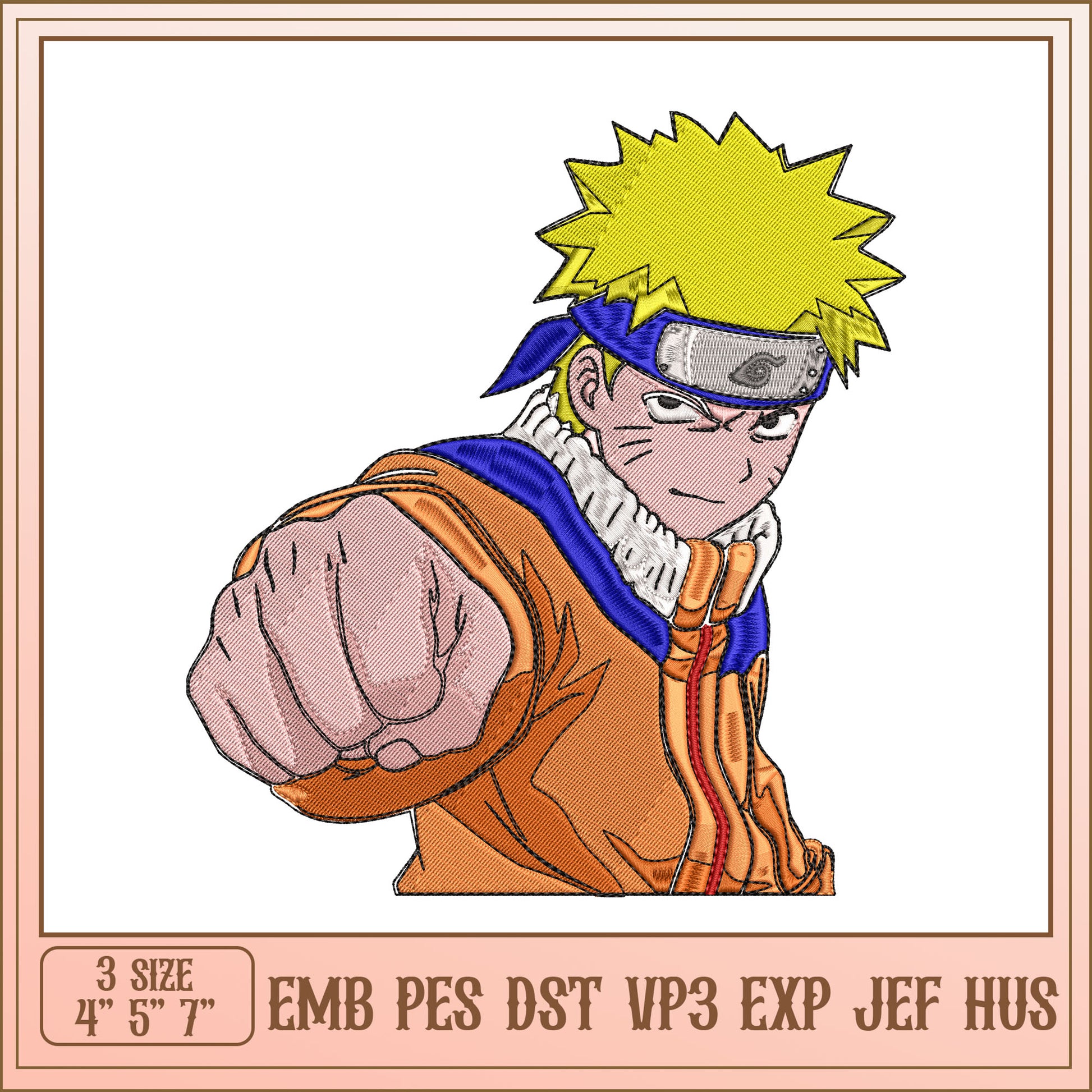 Naruto Embroidery Design 4x5x7 Inch