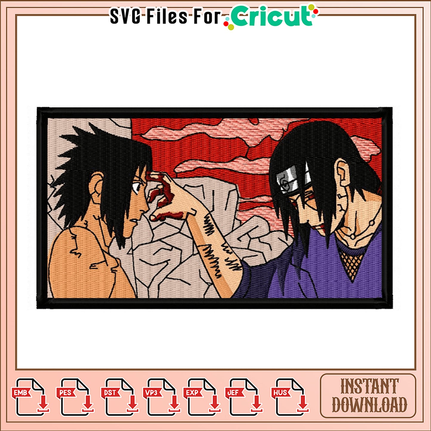 Naruto Itachi Embroidery Design Instant Download