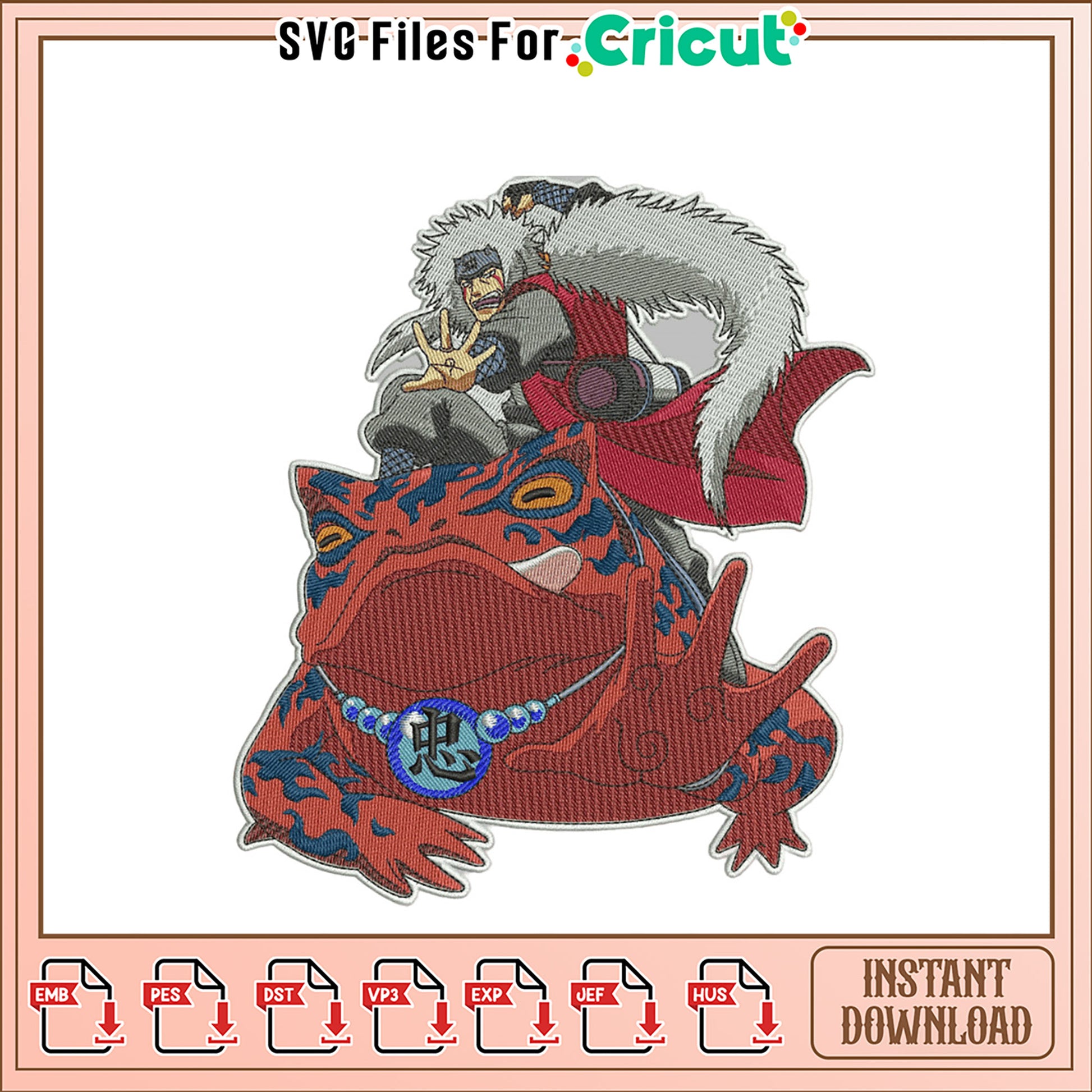 Naruto Jiraiya Toad Embroidery Design Instant Download