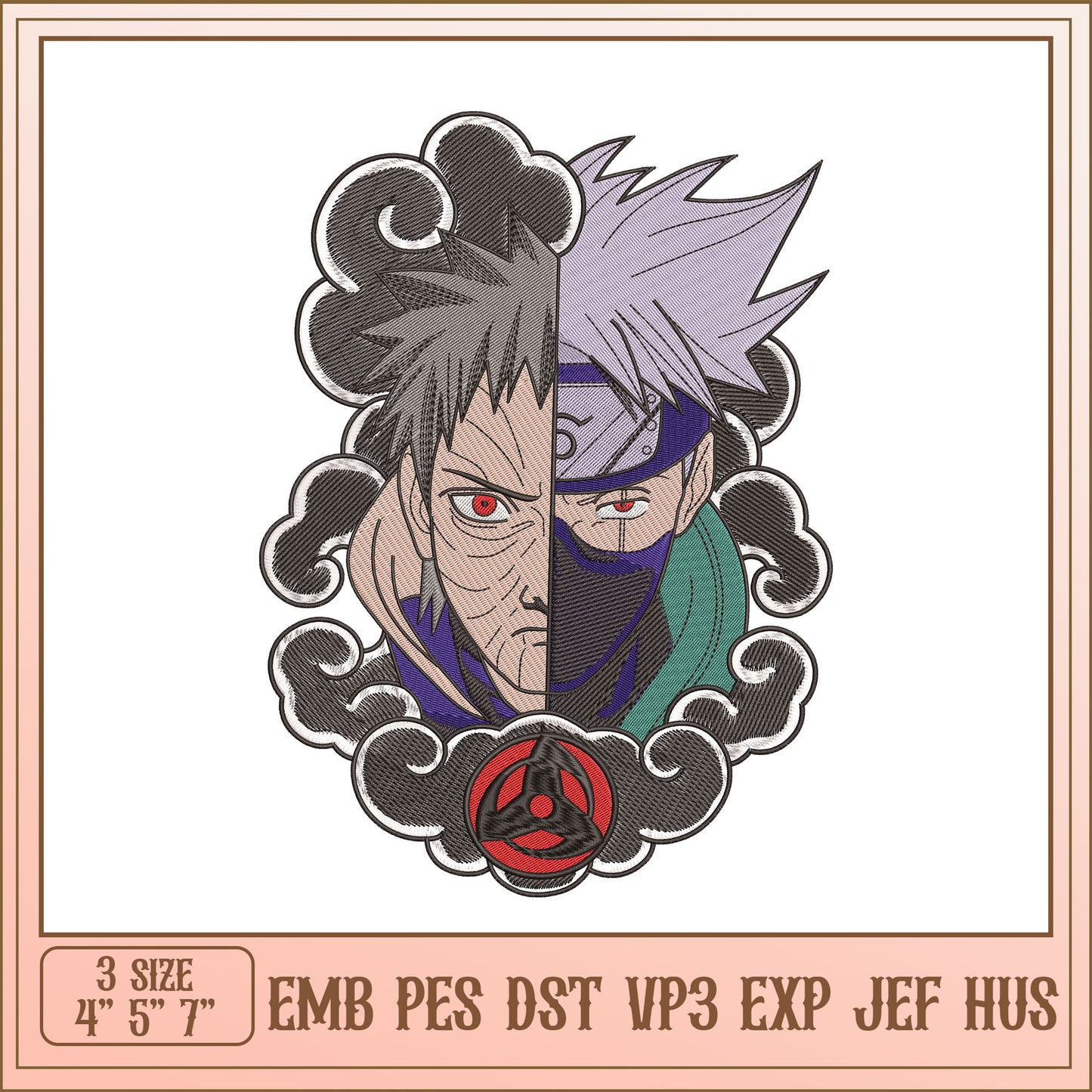 Naruto Kakashi Embroidery Design