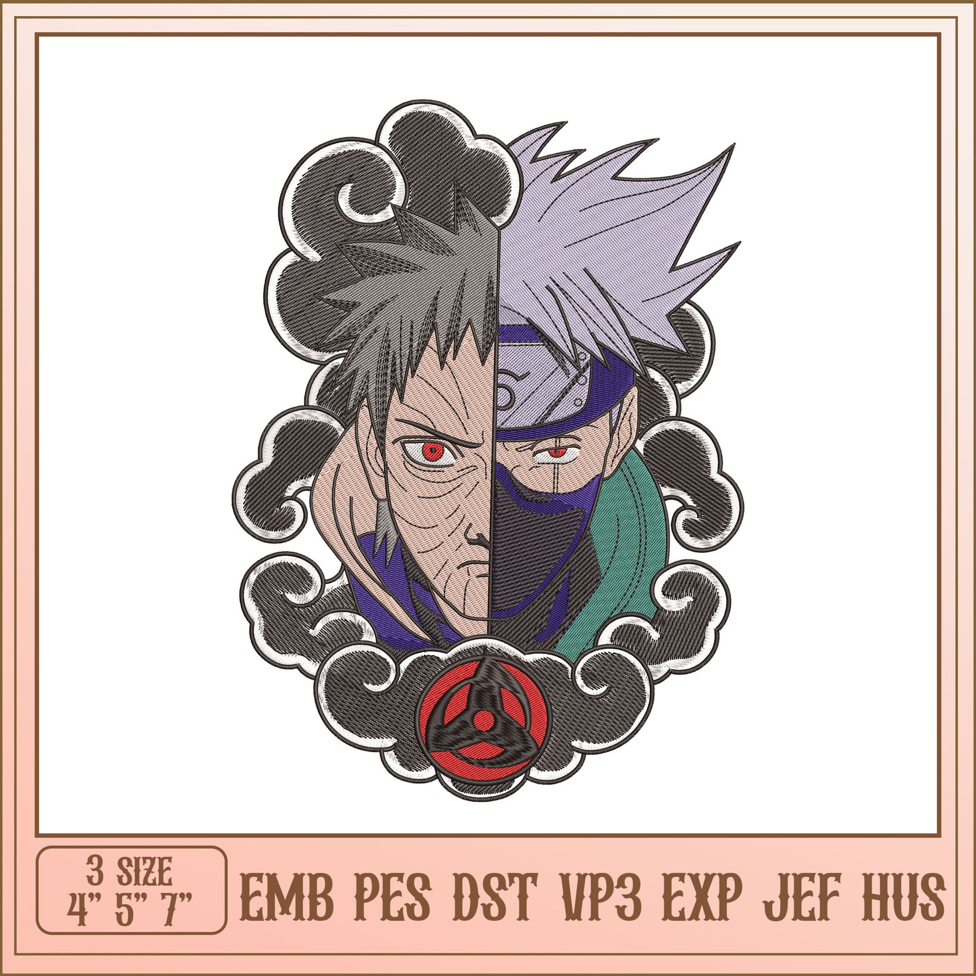 Naruto Kakashi Embroidery Design