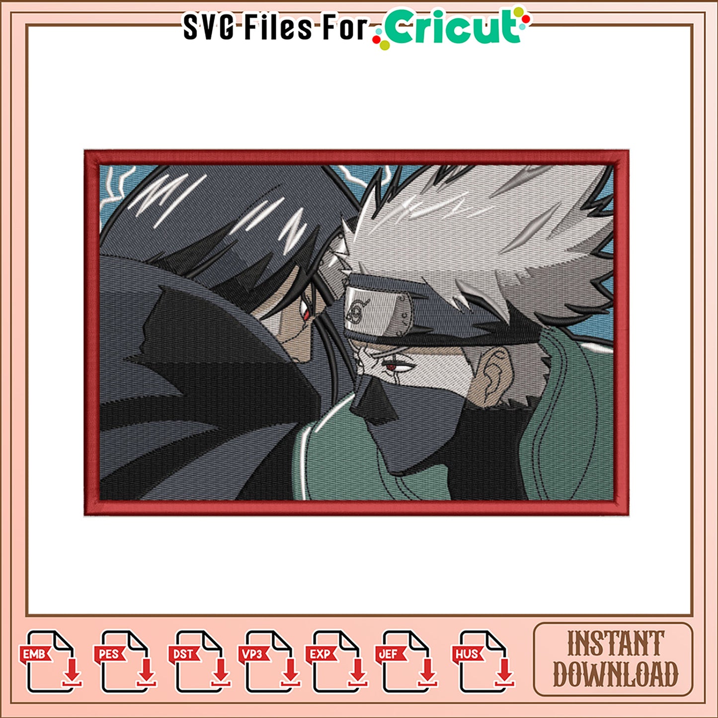 Naruto Sasuke Embroidery Design Instant Download