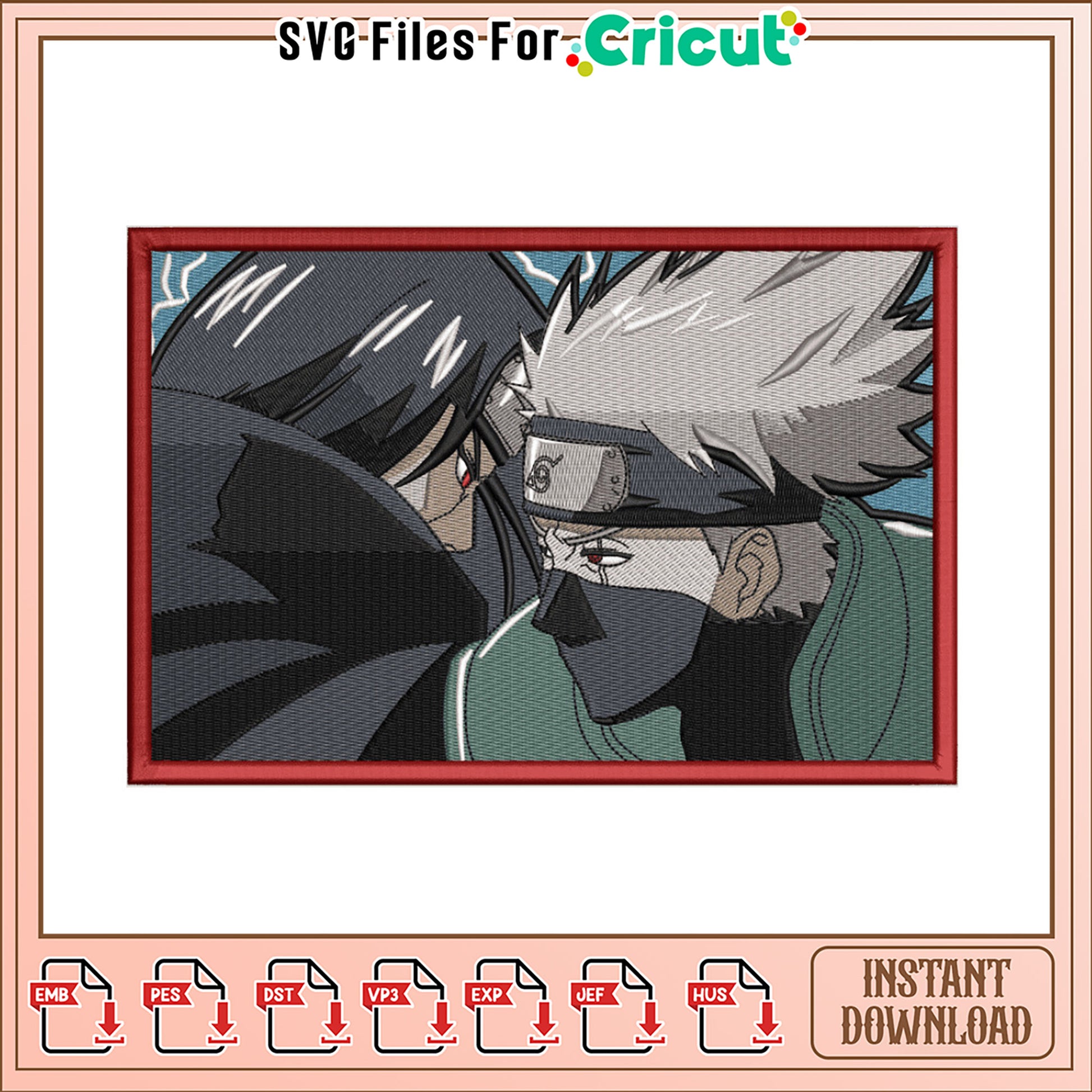 Naruto Sasuke Embroidery Design Instant Download