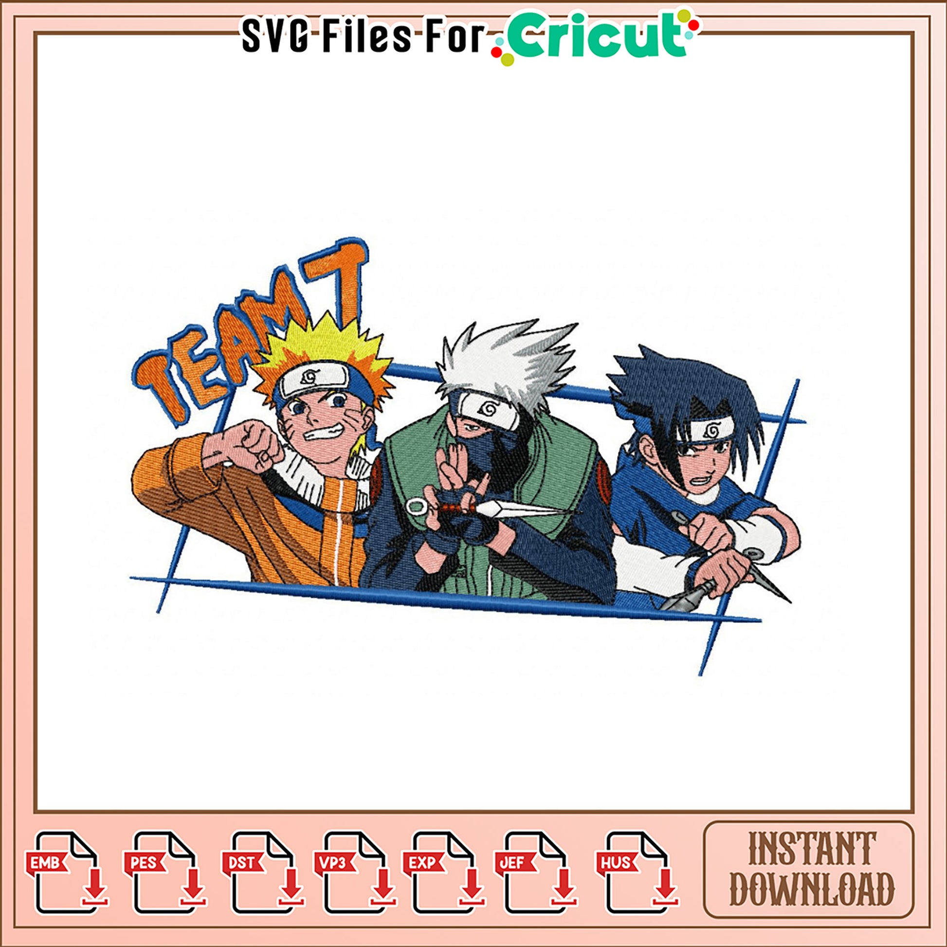 Naruto Team 7 Embroidery Design Instant Download