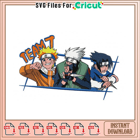 Naruto Team 7 Embroidery Design Instant Download