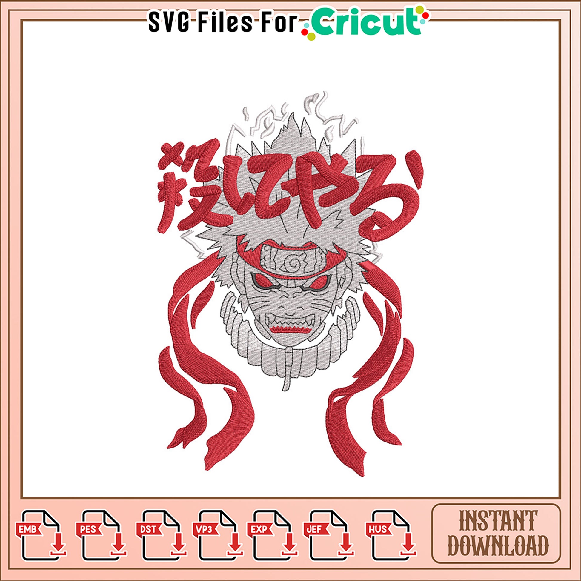 Naruto Themed Embroidery Design Instant Download File