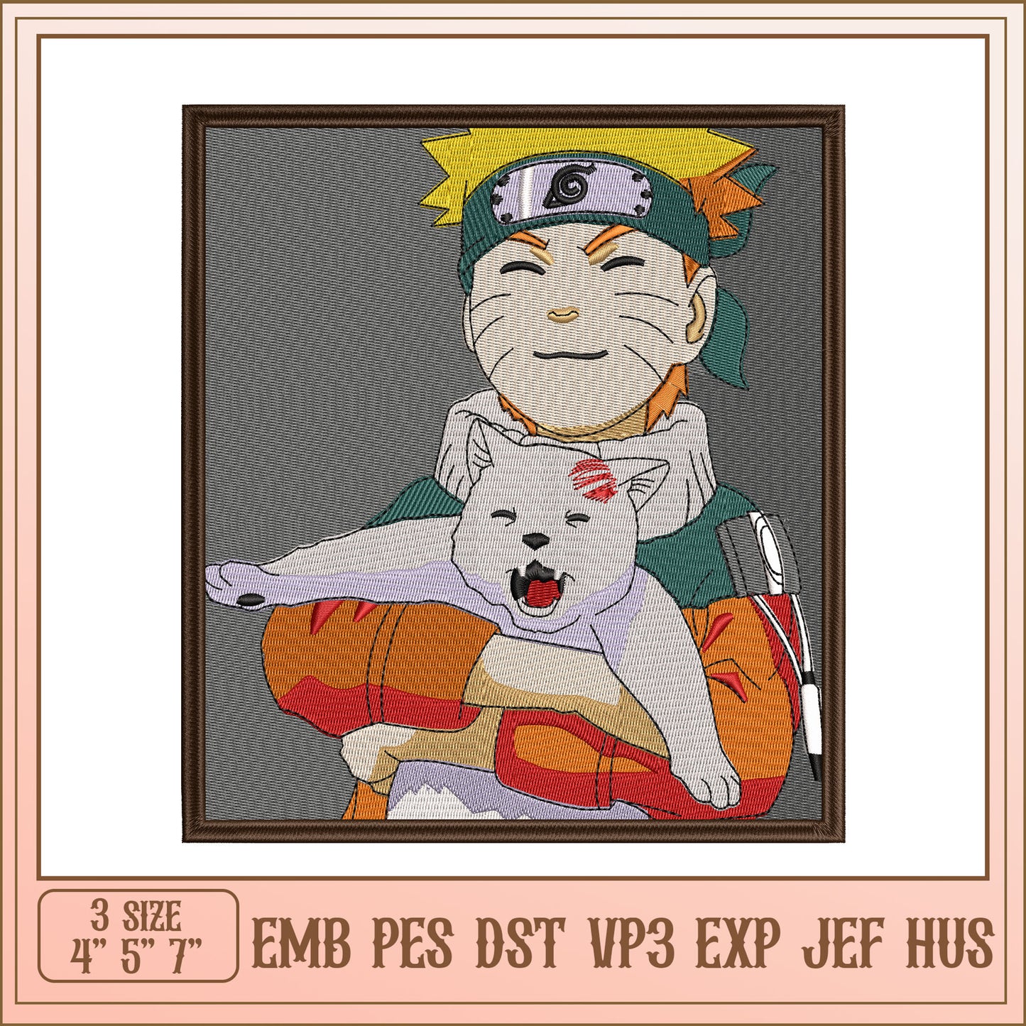Naruto & Dog Embroidery Design