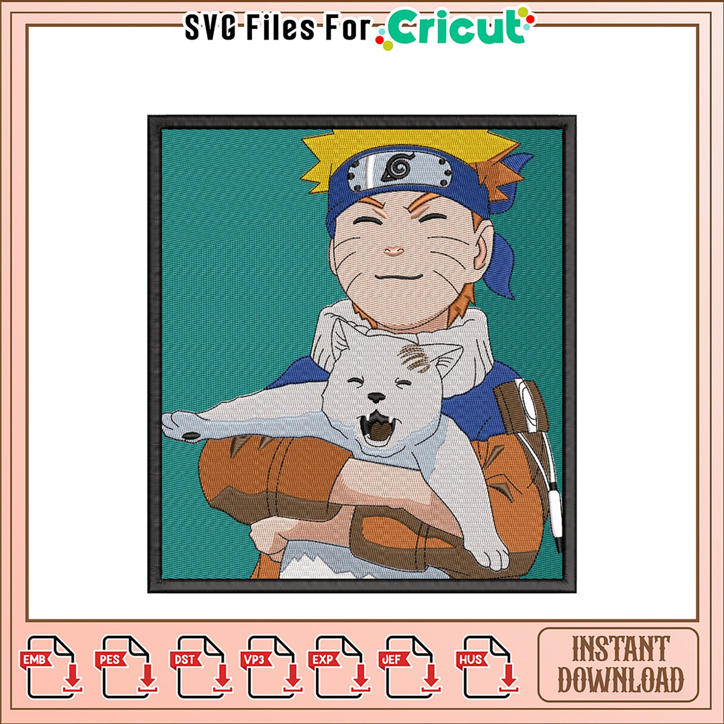 Naruto & Dog Embroidery Design Instant Download