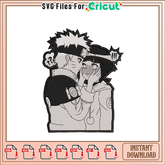 Naruto & Hinata Kiss Embroidery Design