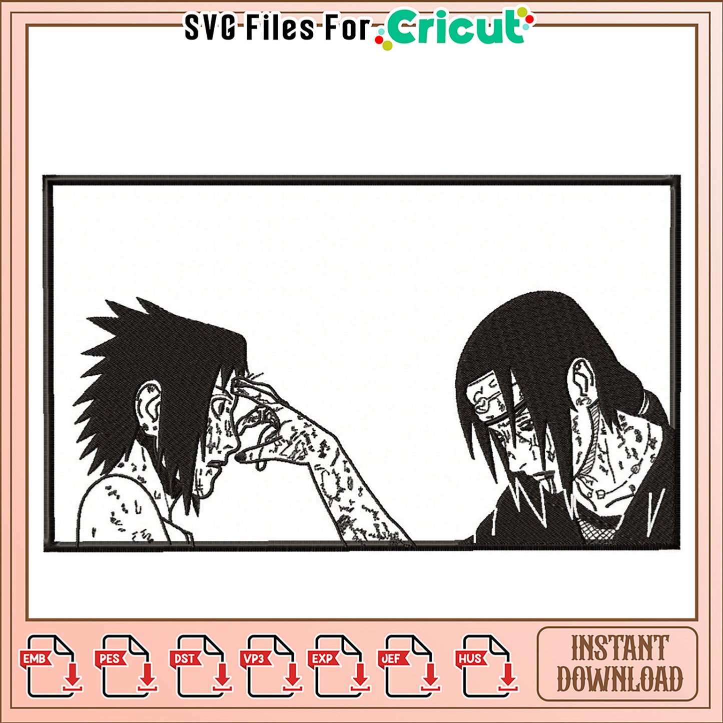 Naruto & Itachi Embroidery Design Instant Download