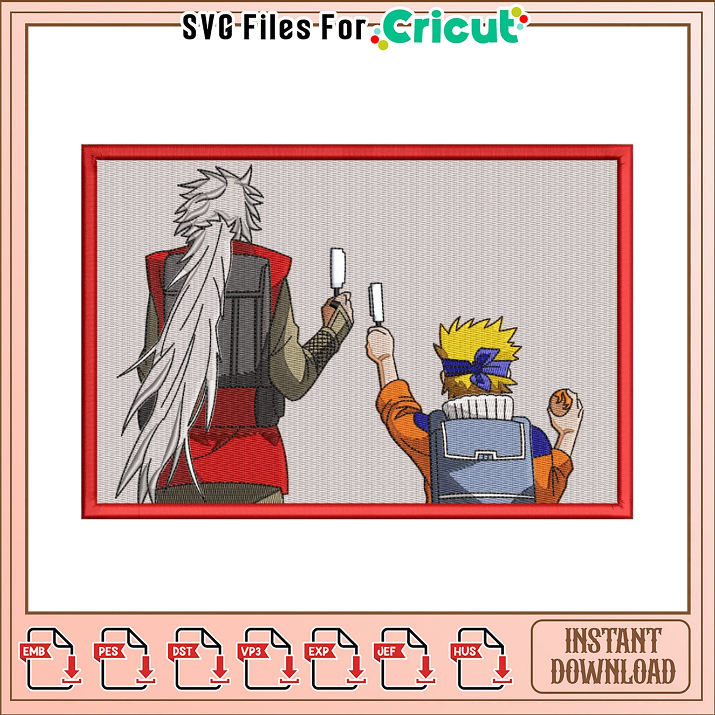 Naruto & Kakashi Embroidery Design Instant Download