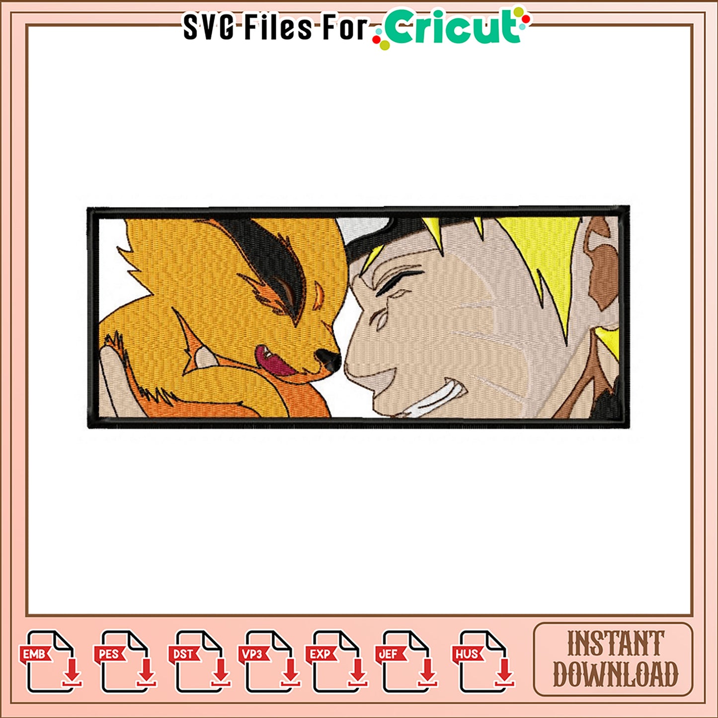 Naruto & Kurama Embroidery Design Instant Download