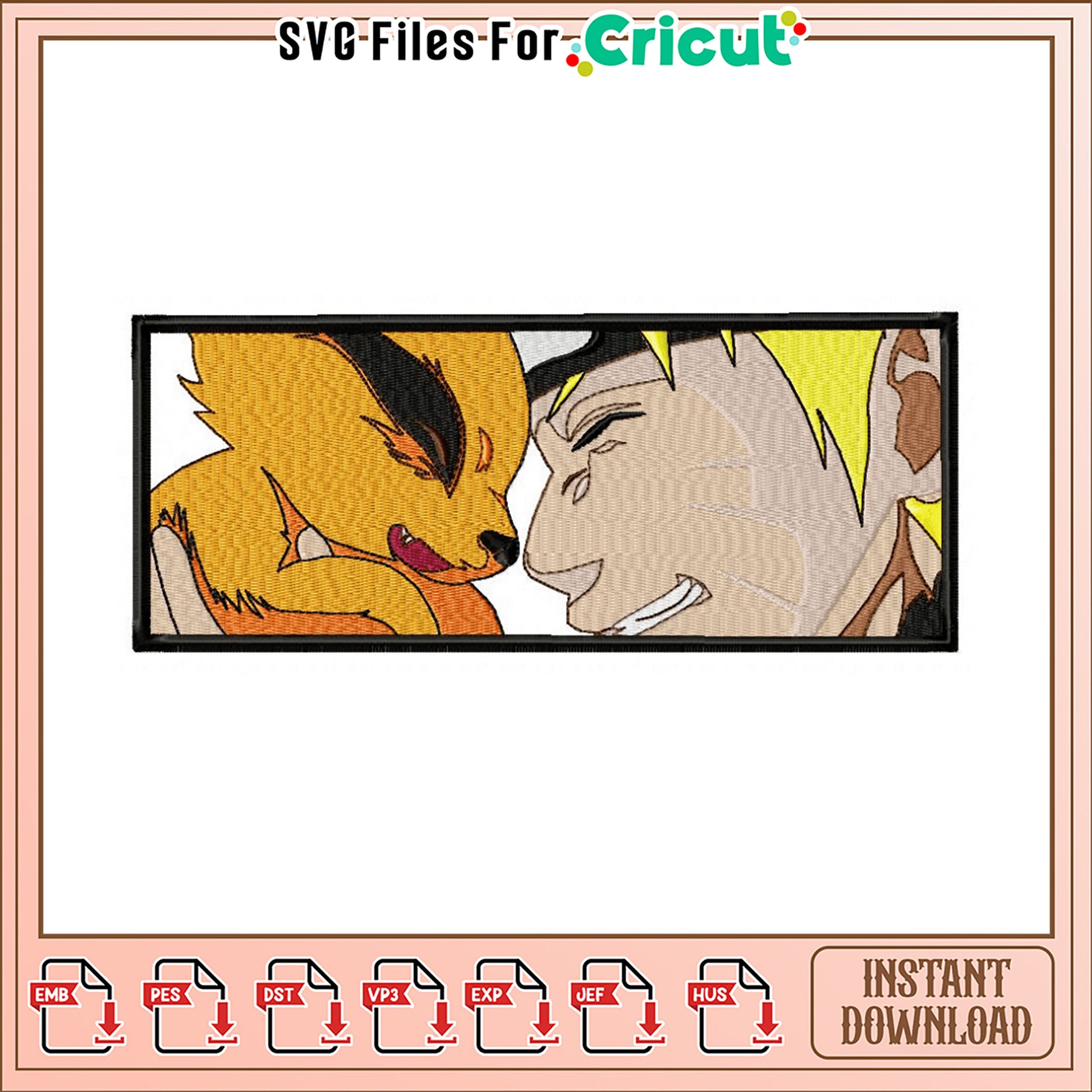 Naruto & Kurama Embroidery Design Instant Download