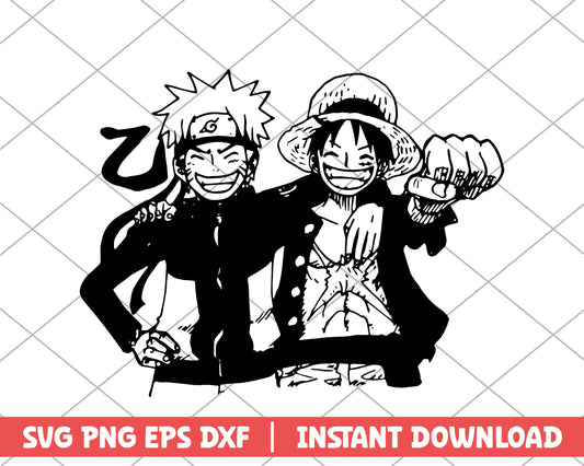 Naruto and luffy anime svg