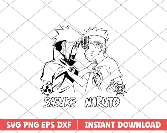 Naruto sasuke and naruto white anime svg 