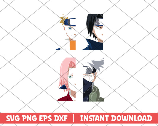 Naruto team 7 member anime svg