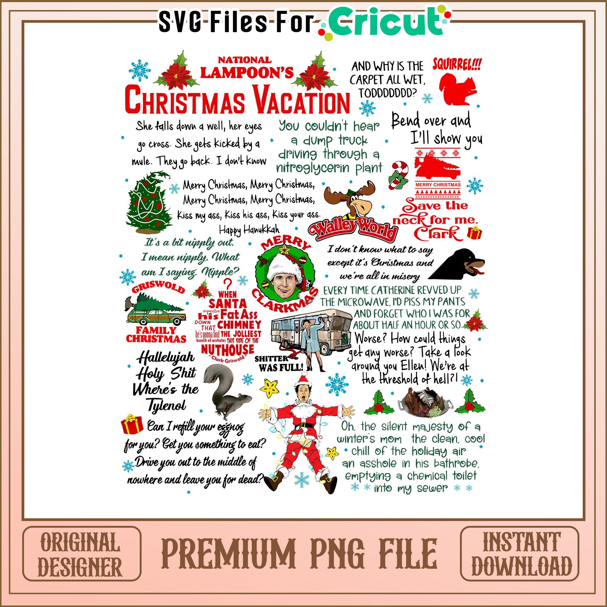 National Lampoon Christmas Vacation PNG Design, Fun Holiday Decor