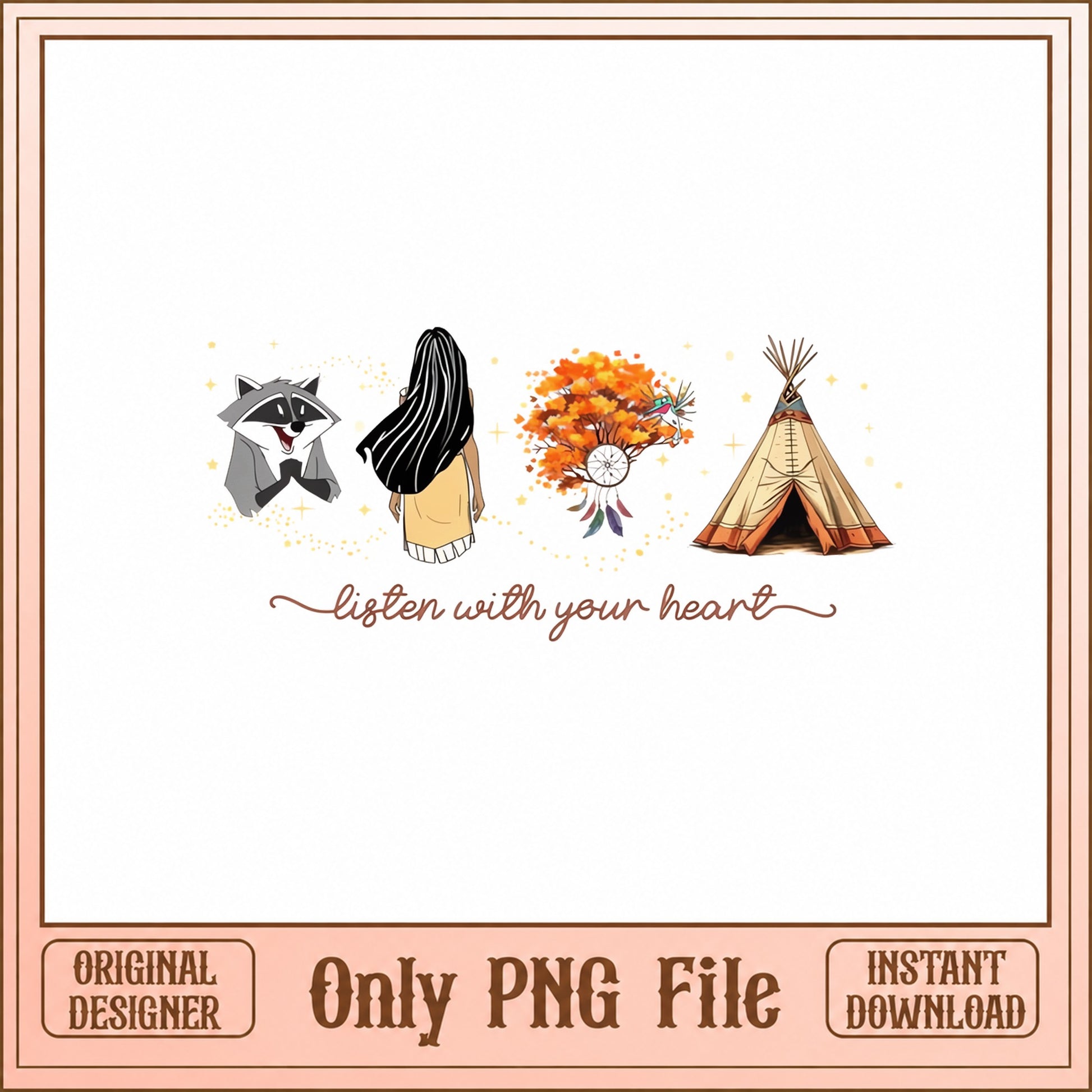 Native American Boho Clipart, Tribal Dreamcatcher Raccoon, PNG