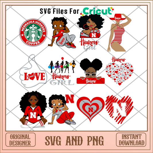 Nebraska Cornhuskers girl svg, Nebraska Cornhuskers svg bundle, NCAA svg