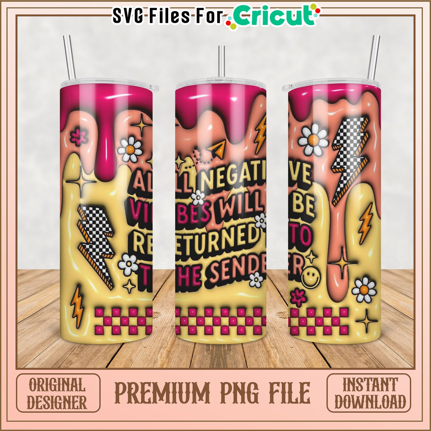 Negative Vibes Tumbler PNG