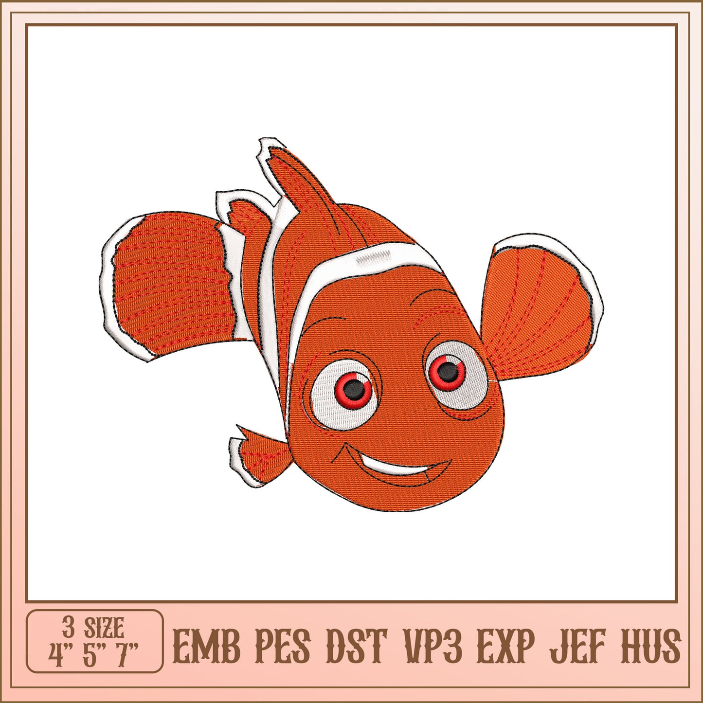Nemo Embroidery Design 3 Sizes