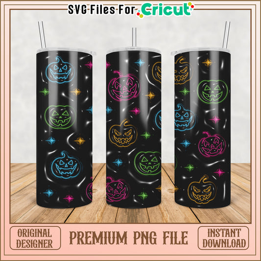 Neon Pumpkin Tumbler PNG Design