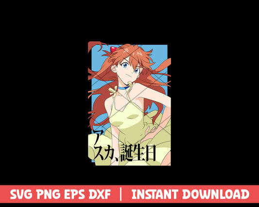 Neon genesis evangelion asuka character anime svg