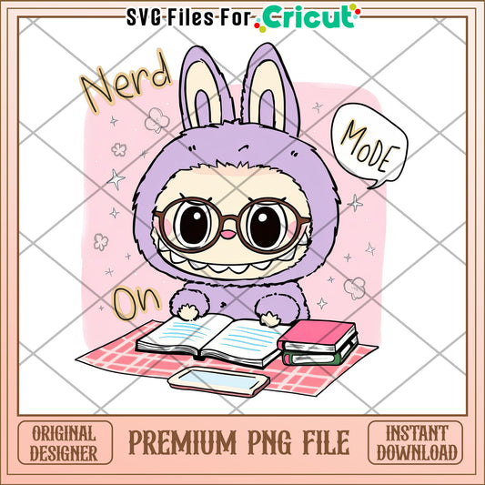 Nerd mode labubu png, labubu quotes png, funny labubu png